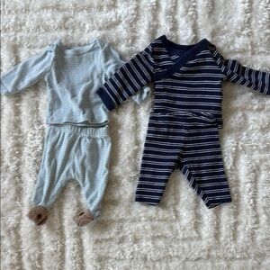 Striped Baby Outfit Set in Blue and Navy
